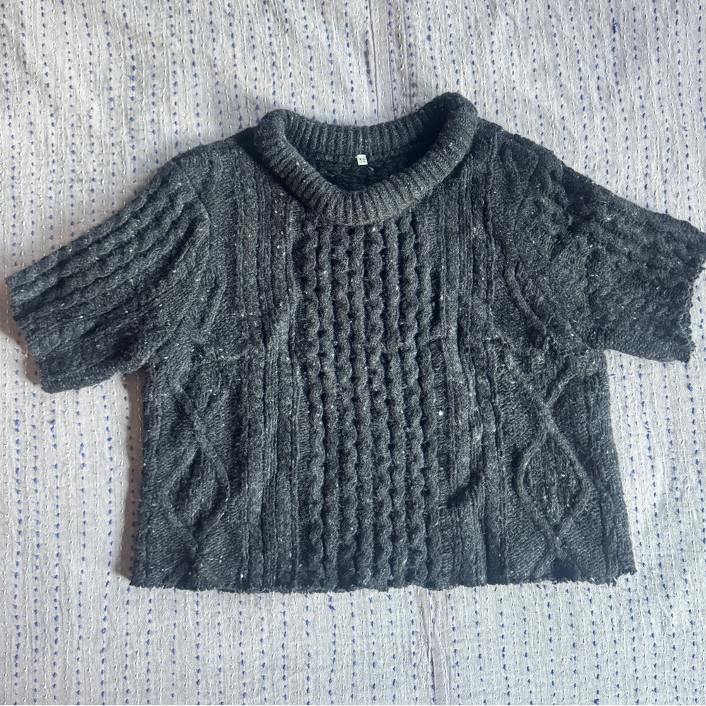 R13 Charcoal Cable Knit Cowl Sweater